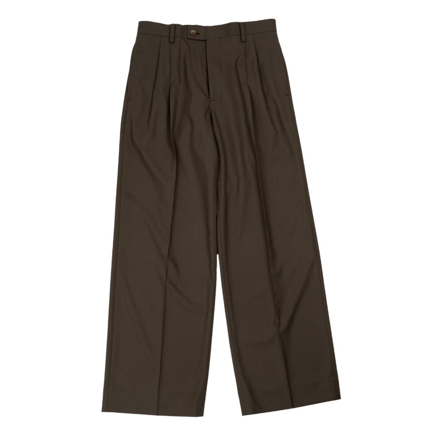 Super Fine Tropical Wool Slacks in Dark Khaki