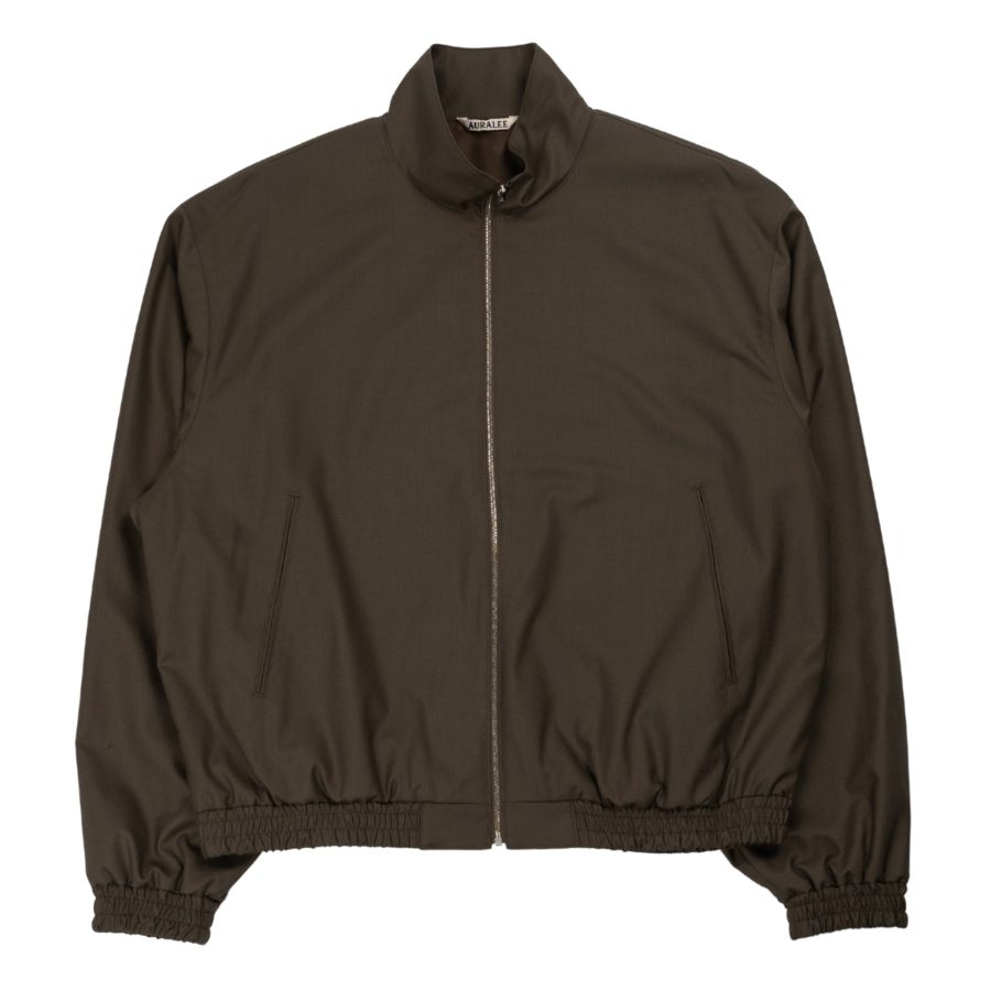 Super Fine Tropical Wool Zip Blouson in Dark Khaki