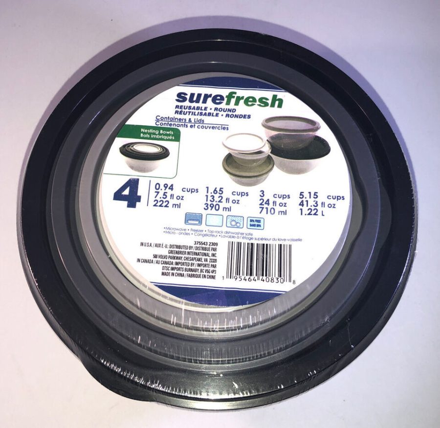 Surefresh Round Bowl Containers & Lids 1-4Pack (41.3oz, 24oz, 13.2oz & 7.5oz)NEW