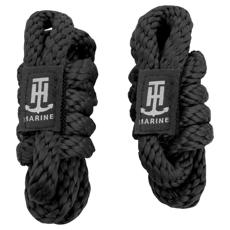 T-H MARINE BE-CO-52482-DP FENDER LINE 3/8FT X 60FT BLACK, Solid Braided; UV-Resistant; Floating; 3/8 Inch Diameter x 5 Foot Length; Black; Premium Multi-Filament Polypropylene; With Built-In Eye Loop; Set Of 2