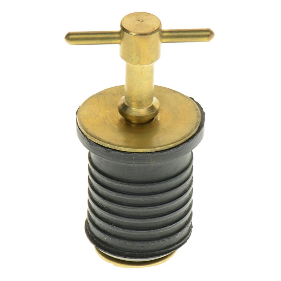 T-H MARINE BE-PL-54844-DP TWIST DRAIN PLUG 1FT BRASS, Twist Turn Watertight Seal Plug; 1 Inch Diameter; Brass