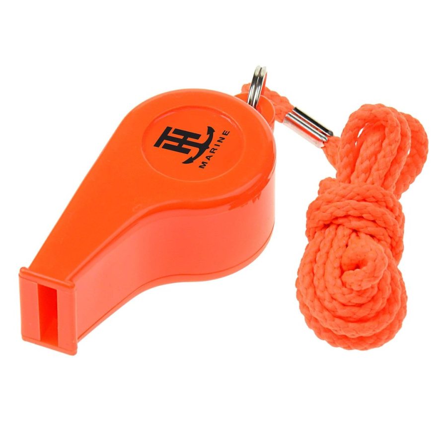 T-H MARINE BE-SA-58300-DP SAFETY WHISTLE, Safety Whistle; Neon/ Fluorescent Orange; Plastic; Waterproof; USCG Approved; Works When Wet; With Orange Lanyard