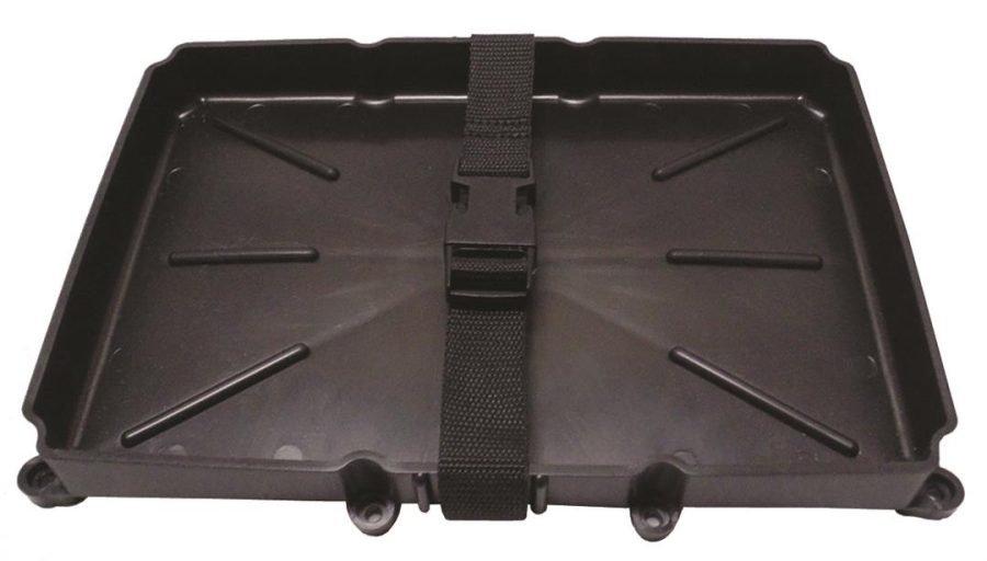 T-H MARINE NBH24PDP Narrow Battery Tray Holder with Durable Poly Strap - Narrow Space Saving Design and Recessed Mounting Wells Fit Group 24 Batteries - Boat and RV