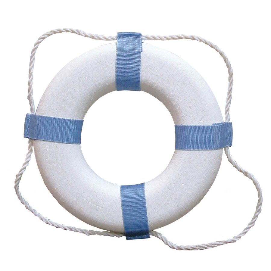 TAYLOR MADE 373 DECORATIVE RING BUOY - 24 INCH - WHITE/BLUE