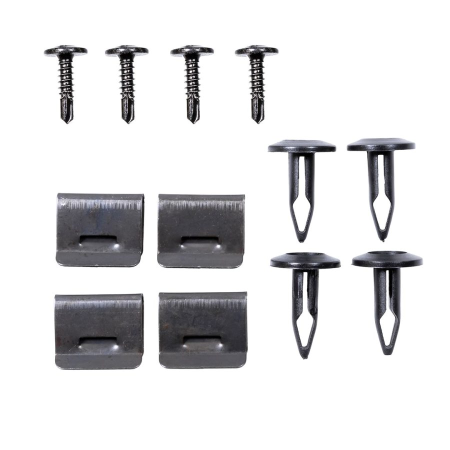 TRAILFX TFHKD01 HRDWR KT FF TFD3001S, For Trail FX TFD3001S Fender Flare; With Four Short Black Metal U Clips/ Four 6mm Black Nylon Retainers/ Four 4mm x 19mm Black Steel Self Tapping Screws