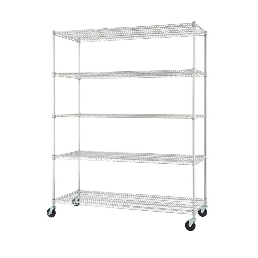 TRINITY BASICS TBFC-0931 5-Tier Adjustable Wire Shelving with Wheels for Kitchen