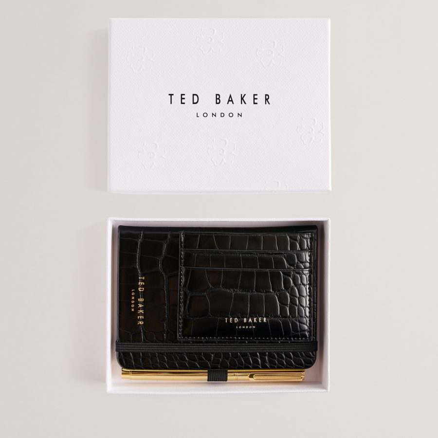 Ted Baker Women's Peryyy Croc A6 Notebook And Cardholder Gift Set - Black