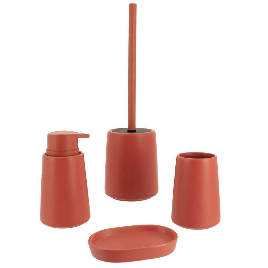 Terracotta Bathroom Accessory Set - 4 Pieces - Chic & Practical - Address Bathro