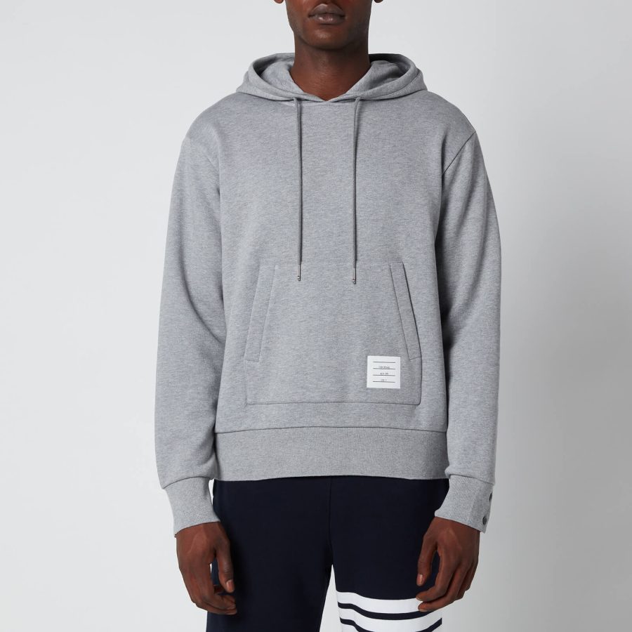 Thom Browne Men's Tricolour Stripe Classic Loopback Hoodie - Grey - 2/M