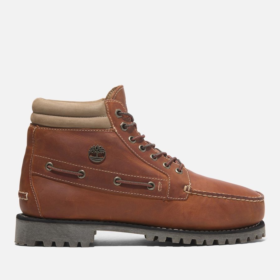 Timberland Men's Authentics 7- Eye 'Vintage Craft' Leather Boots - Medium Orange - UK 7