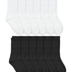 Top Flite Mens Womens Sport Cushion Ribbed Cotton Athletic Crew Socks 6 PK