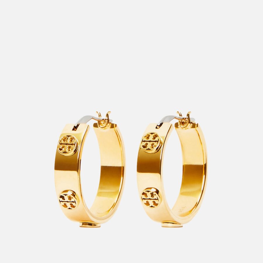 Tory Burch Women's Small Miller Stud Hoop Earrings - Tory Gold