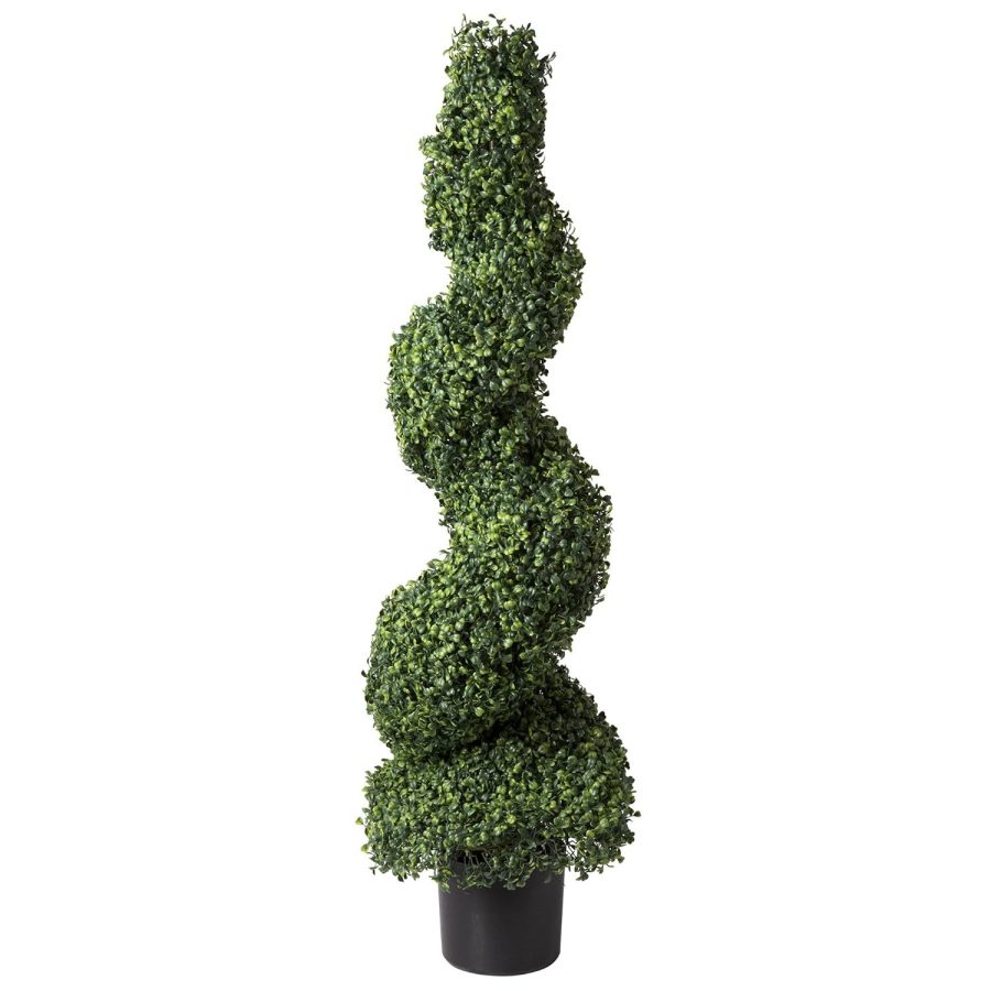 Trademark Global Faux Tree Boxwood Topiary Plant-50-Inch Artificial Spiral Plant