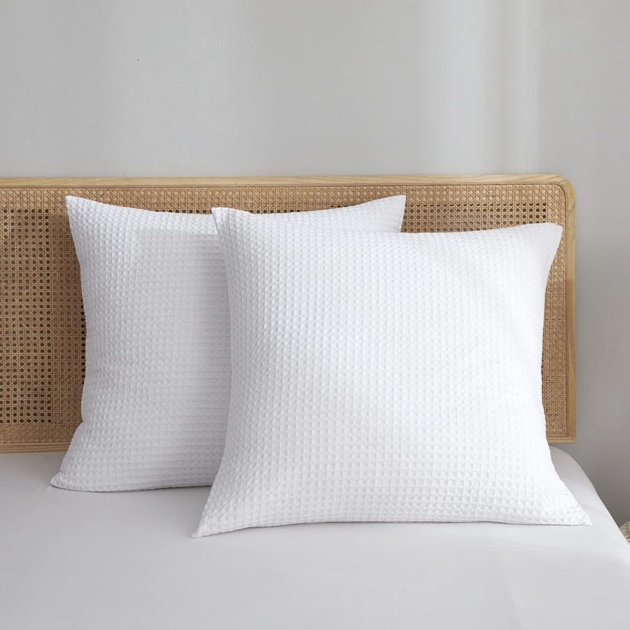 Ultra Soft Waffle Weave Euro Shams Pillow Covers 26" X 26" 2 Pack, No Insert, Br