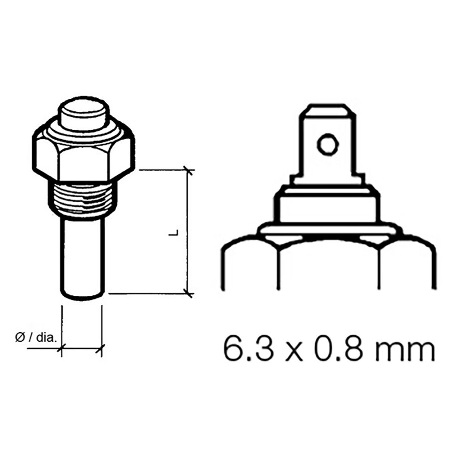 VERATRON 323-801-004-002N ENGINE OIL TEMPERATURE SENSOR - SINGLE POLE, COMMON GROUND - 50-150°C/120-300°F - 6/24V - M14 X 1.5 THREAD