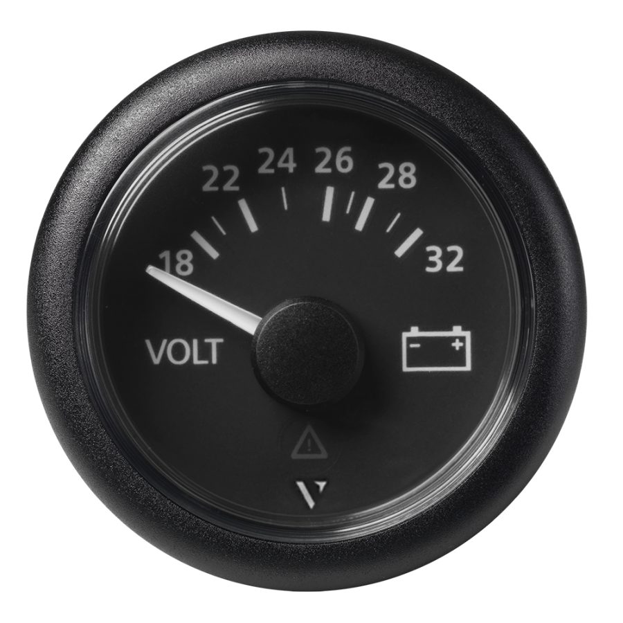 VERATRON A2C59512458 52MM (2-1/16 INCH) VIEWLINE VOLTMETER 18-32V - BLACK DIAL & BEZEL