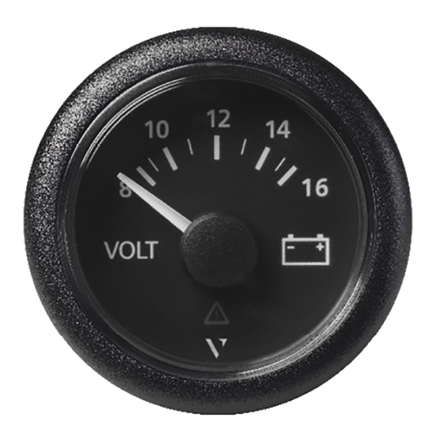 VERATRON A2C59512545 52 MM (2-1/16 INCH) VIEWLINE VOLTMETER - 8 TO16V - BLACK DIAL & BEZEL