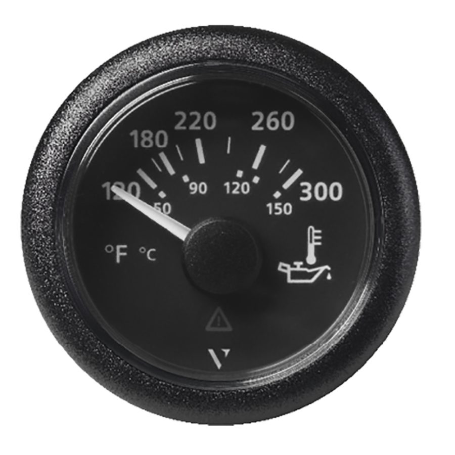 VERATRON A2C59514165 52MM (2-1/16 INCH) VIEWLINE OIL TEMPERATURE GAUGE 120-300°F - BLACK DIAL & BEZEL