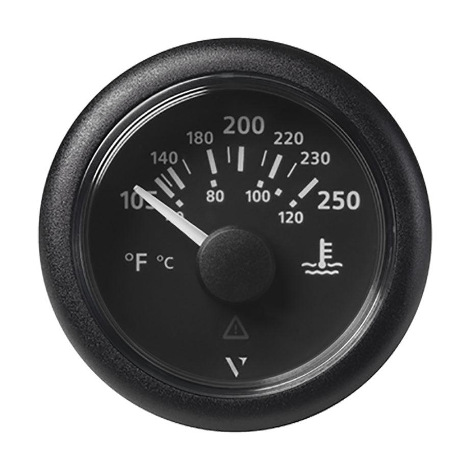 VERATRON A2C59514176 52MM (2-1/16 INCH) VIEWLINE WATER TEMPERATURE GAUGE - 100-250°F - BLACK DIAL & BEZEL