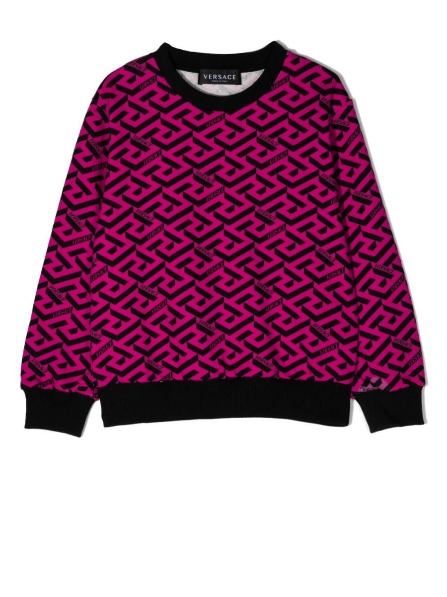 VERSACE KIDS La Greca Knitted Sweatshirt Pink