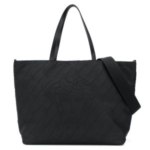 VERSACE KIDS Logo Reversible Changing Bag Black