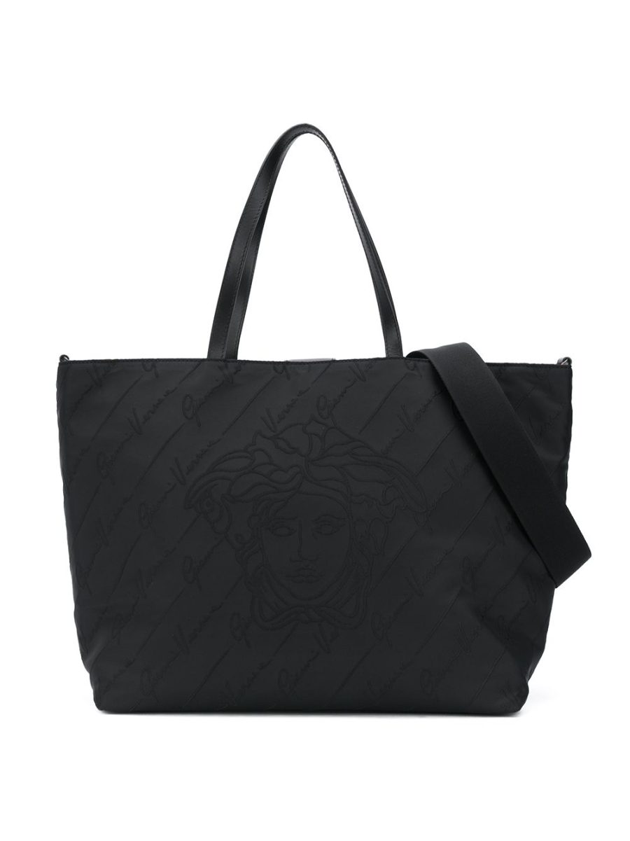 VERSACE KIDS Logo Reversible Changing Bag Black