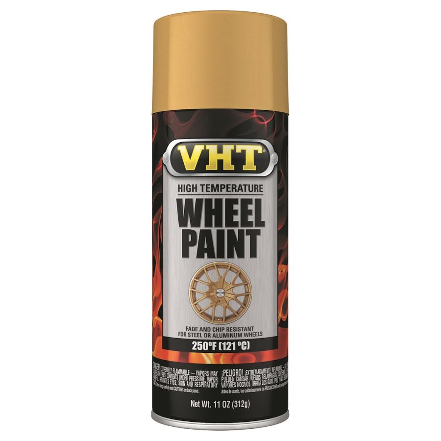 VHT SP193 VHT WHEEL PAINT AEROSOL MATTE GOLD, Use To Protect Wheels Against Salt/ Rocks/ Brake Dust/ Chipping/ Cracking/ Fading; Matte Gold Flake; Heat Resistant To 250 Degrees Fahrenheit; 11 Ounce Aerosol Can