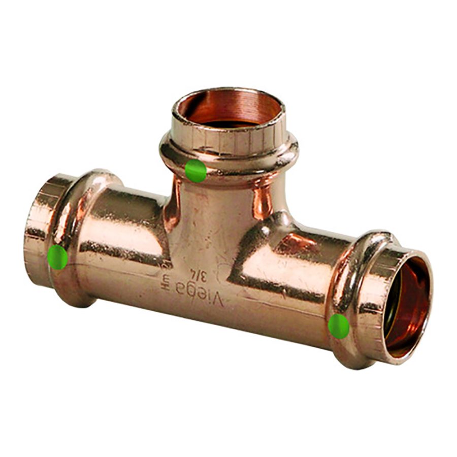 VIEGA 77412 PROPRESS 1 INCH COPPER TEE - TRIPLE PRESS CONNECTION - SMART CONNECT TECHNOLOGY