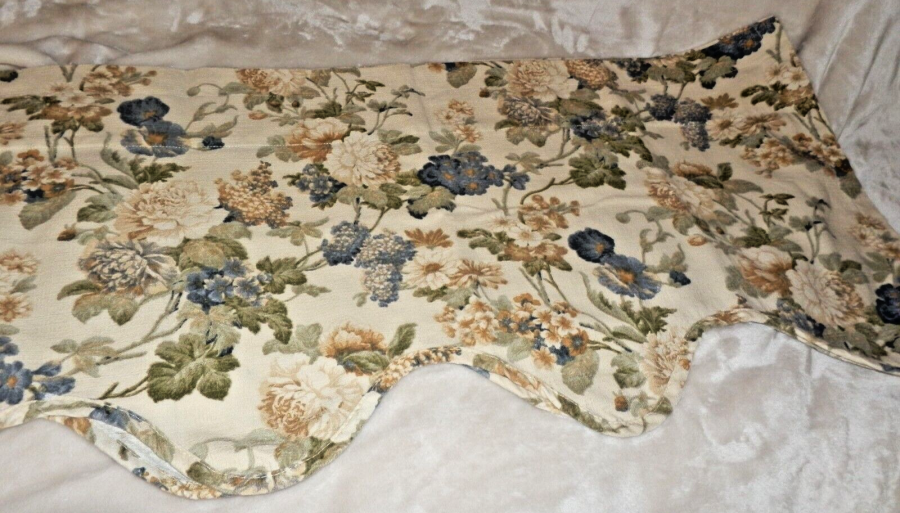 VINTAGE JC Penney Blue HYDRANGEA Floral VALANCE CURTAIN 82" X 19 1/2" Cottage