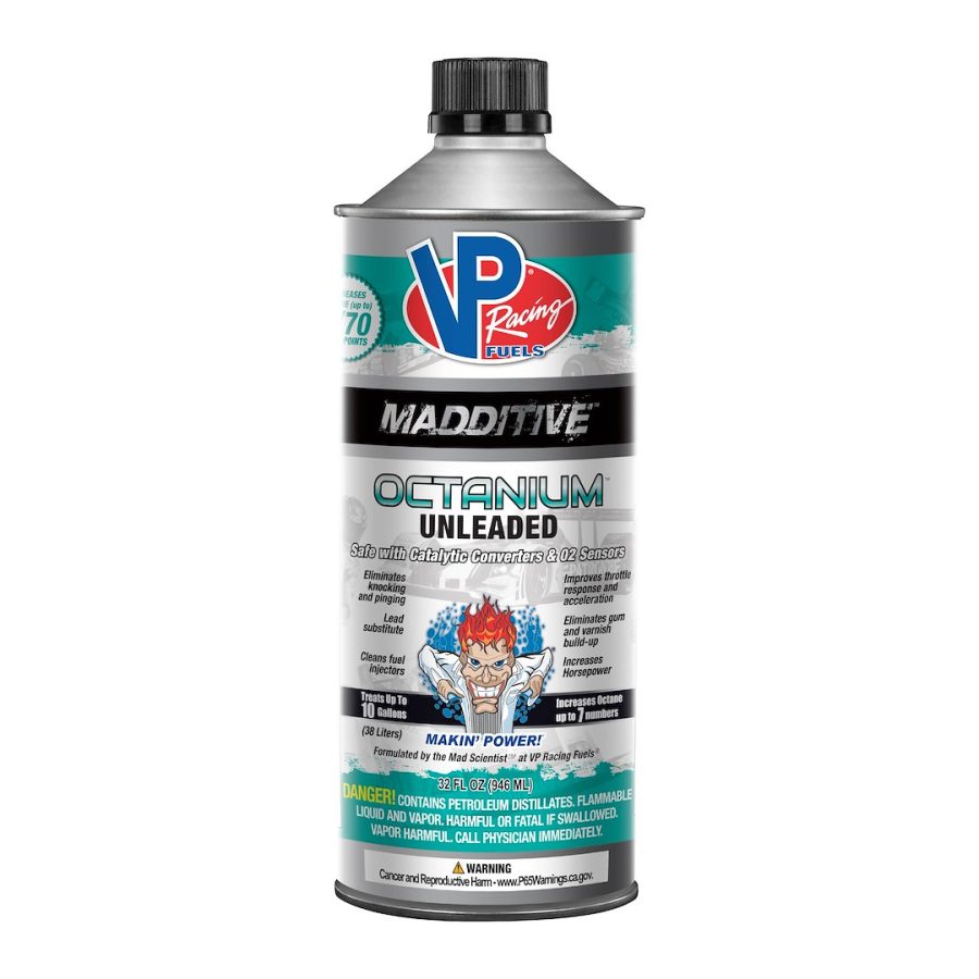 VP FUEL 29505 VP OCTANIUM UNLEADED 32OZ, Octane Booster; For Gasoline; Treats Up To 10 Gallons; 32 Ounce Can; Single; Use To Eliminate Knocking/ Pinging/ Gum/ Varnish And Cleans Fuel Injectors/ Catalytic Converters/ Oxygen Sensors