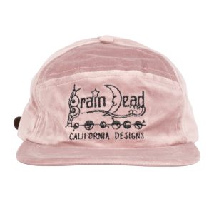 Velveteen Curved Front 6 Panel Hat in Pink