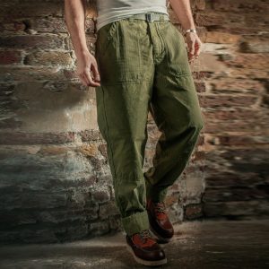 Vintage 7 Oz 100% Cotton Military Tapered Pants