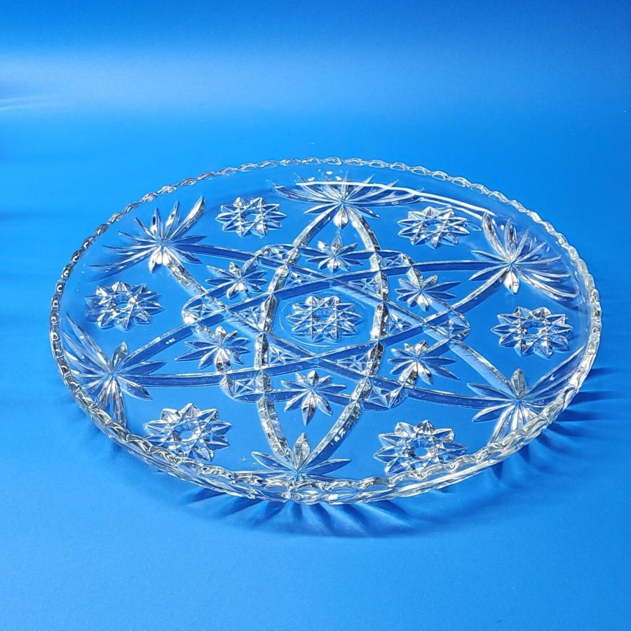 Vintage ANCHOR HOCKING 13" Platter - Early American Prescut Star Of David - MINT