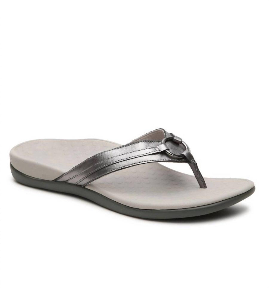 Vionic women's tide aloe orthotic sandal - medium width in PEWTER METALLIC