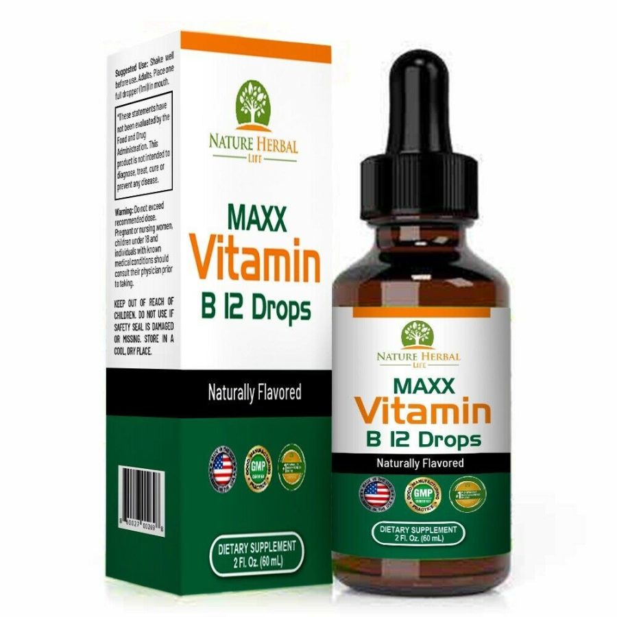 Vitamin B12 Sublingual Liquid Drops - Vegan & Non-GMO