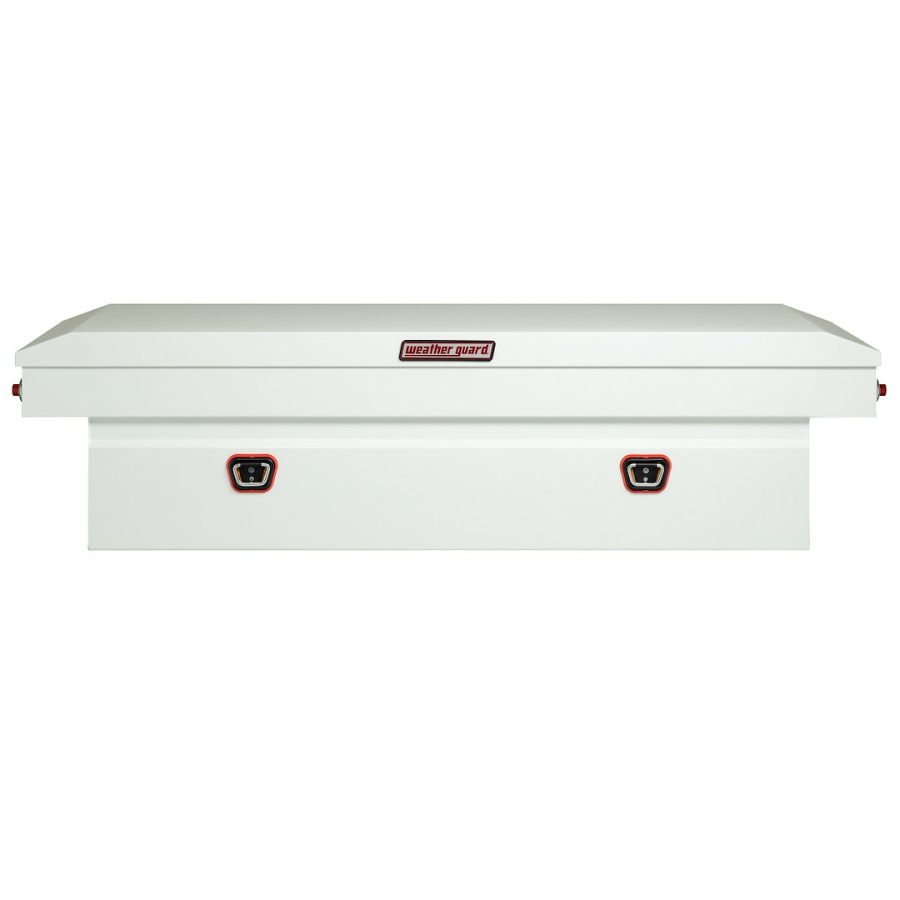 WEATHER GUARD 116-3-04 SADDLE BOX, Crossover; Single Lid; Powder Coated; White; Steel; 27-1/2 Inch Length x 72 Inch Width x 18-1/2 Inch Height; 15.5 Cubic Feet Capacity