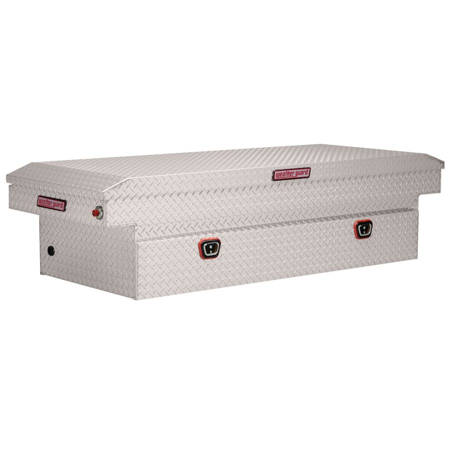 WEATHER GUARD 117-0-04 SADDLE BOX, Crossover; Single Lid; Powder Coated; Clear; Aluminum; 27-1/2 Inch Length x 72 Inch Width x 18-1/2 Inch Height; 15.5 Cubic Feet Capacity