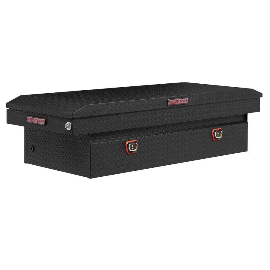 WEATHER GUARD 117-52-04 SADDLE BOX, Crossover; Single Lid; Powder Coated; Textured Matte Black; Aluminum; 27-1/2 Inch Length x 72 Inch Width x 18-1/2 Inch Height; 15.5 Cubic Feet Capacity