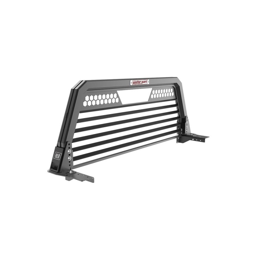 WEATHER GUARD 11904-52-01 LOUVERED ALUMINUM HEADACHE RACK, Louvered Rack; Powder Coated; Matte Black; Aluminum; With Mounting Brackets And Hardware