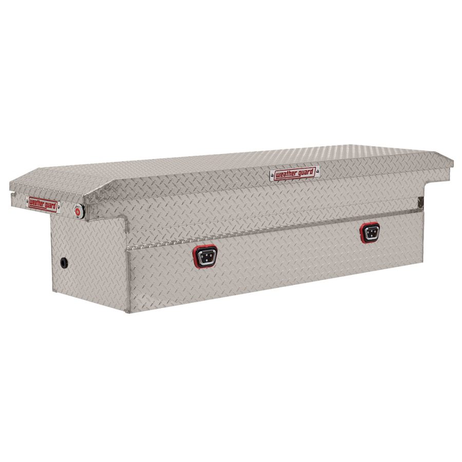 WEATHER GUARD 121-0-04 SADDLE BOX, Crossover; Low Profile; Single Lid; Powder Coated; Clear; Aluminum; 20 Inch Length x 72 Inch Width x 18 Inch Height; 11 Cubic Feet Capacity