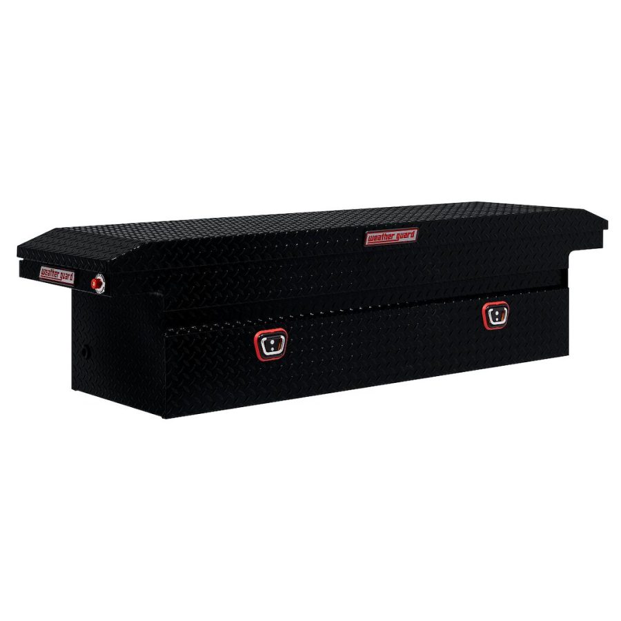 WEATHER GUARD 121-5-04 SADDLE BOX, Crossover; Low Profile; Single Lid; Powder Coated; Gloss Black; Aluminum; 20 Inch Length x 72 Inch Width x 18 Inch Height; 11 Cubic Feet Capacity