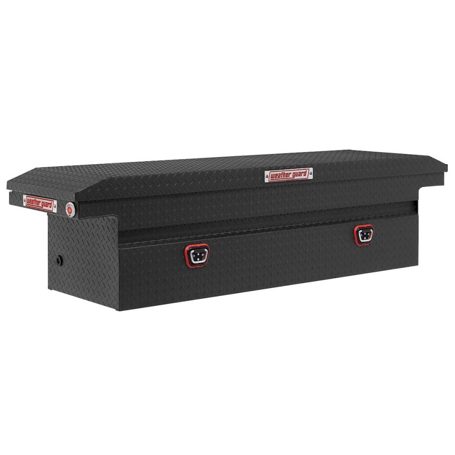 WEATHER GUARD 121-52-04 SADDLE BOX, Crossover; Low Profile; Single Lid; Powder Coated; Textured Matte Black; Aluminum; 20 Inch Length x 72 Inch Width x 18 Inch Height; 11 Cubic Feet Capacity