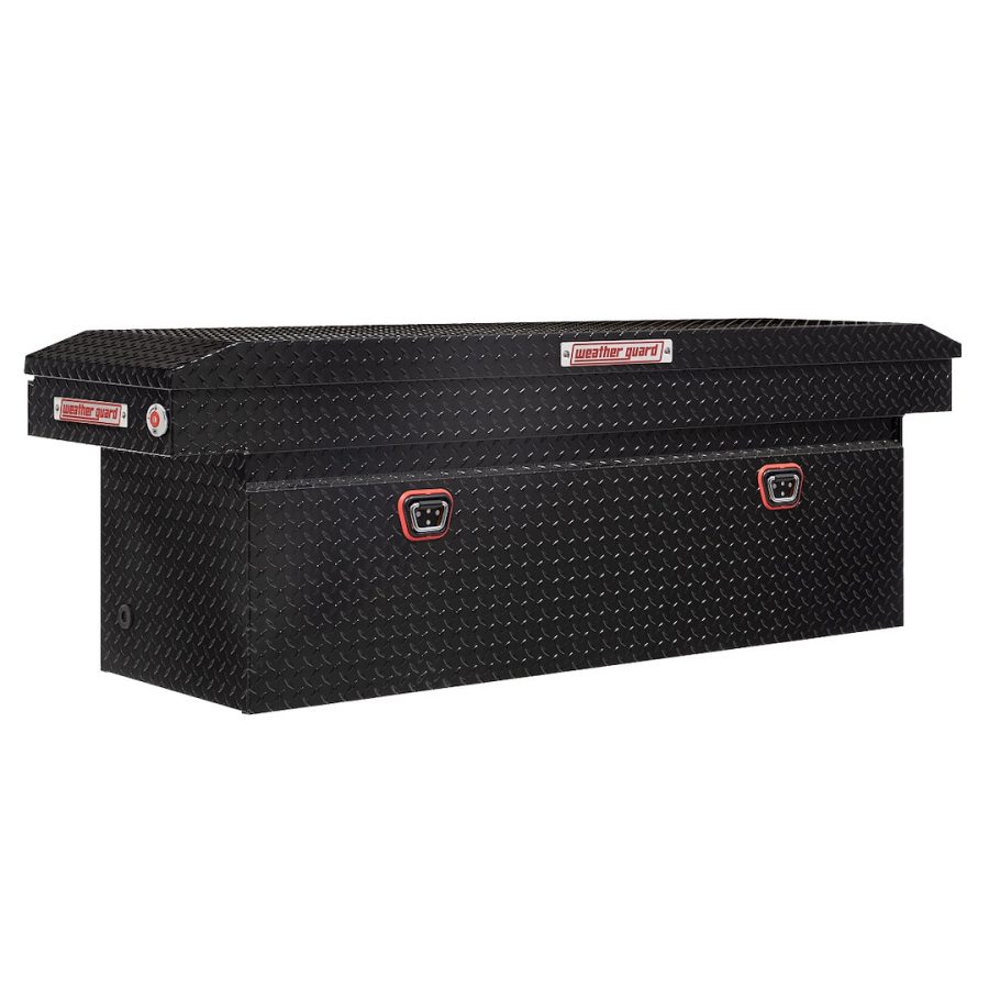 WEATHER GUARD 123-5-04 SADDLE BOX, Crossover; Single Lid; Powder Coated; Gloss Black; Aluminum; 20 Inch Length x 72 Inch Width x 24 Inch Height; 15 Cubic Feet Capacity