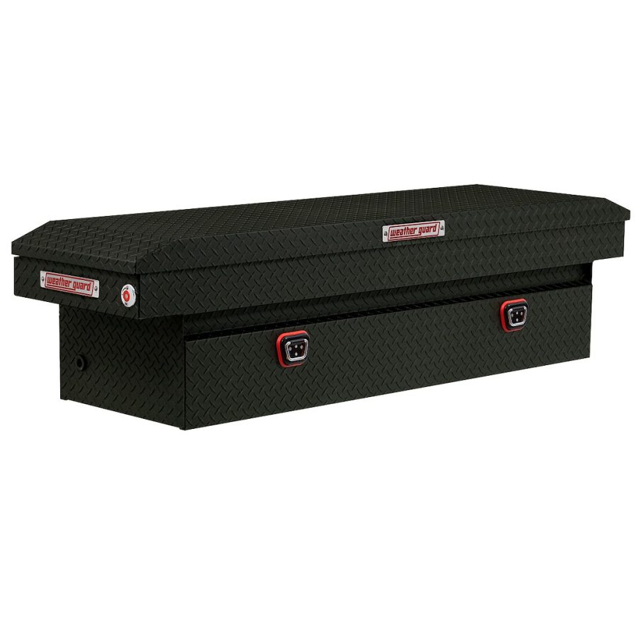 WEATHER GUARD 127-52-04 SADDLE BOX, Crossover; Single Lid; Powder Coated; Textured Matte Black; Aluminum; 20 Inch Length x 72 Inch Width x 18 Inch Height; 11 Cubic Feet Capacity