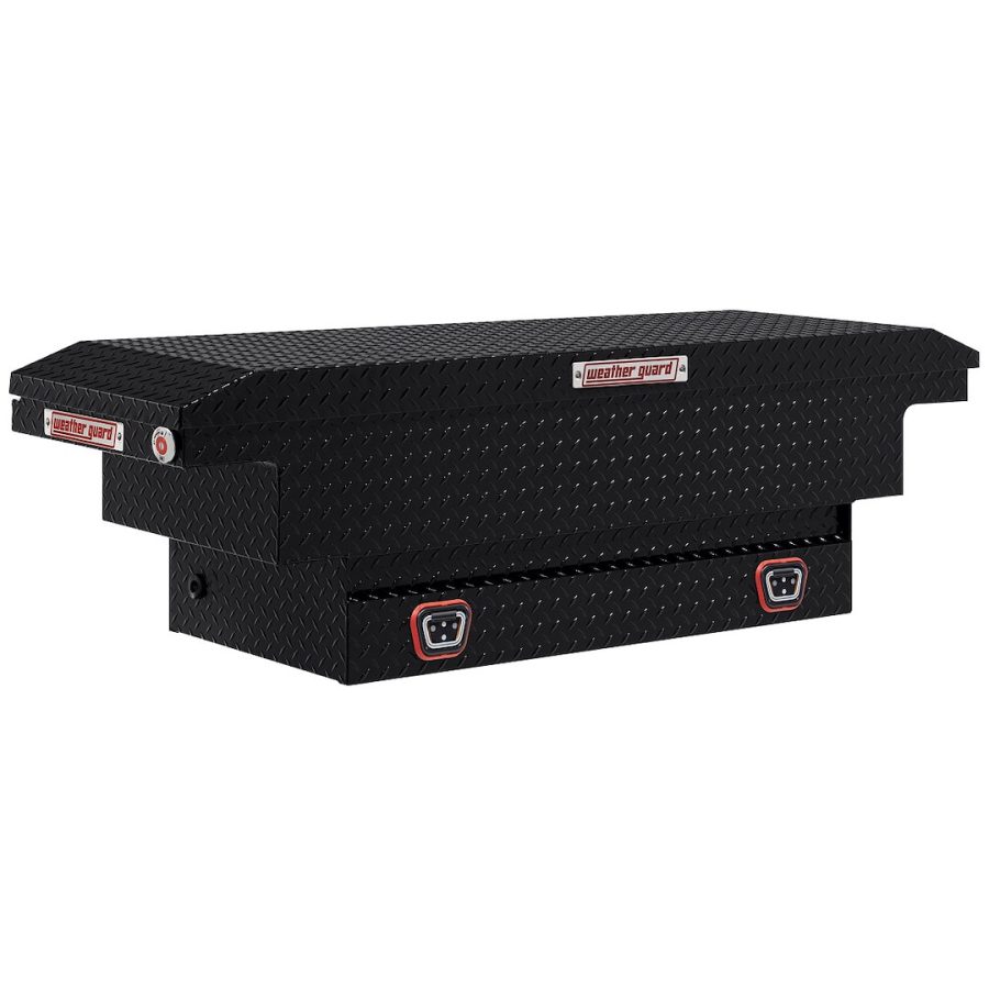 WEATHER GUARD 131-5-04 SADDLE BOX, Crossover; Low Profile; Single Lid; Powder Coated; Gloss Black; Aluminum; 20 Inch Length x 62 Inch Width x 18 Inch Height; 8 Cubic Feet Capacity