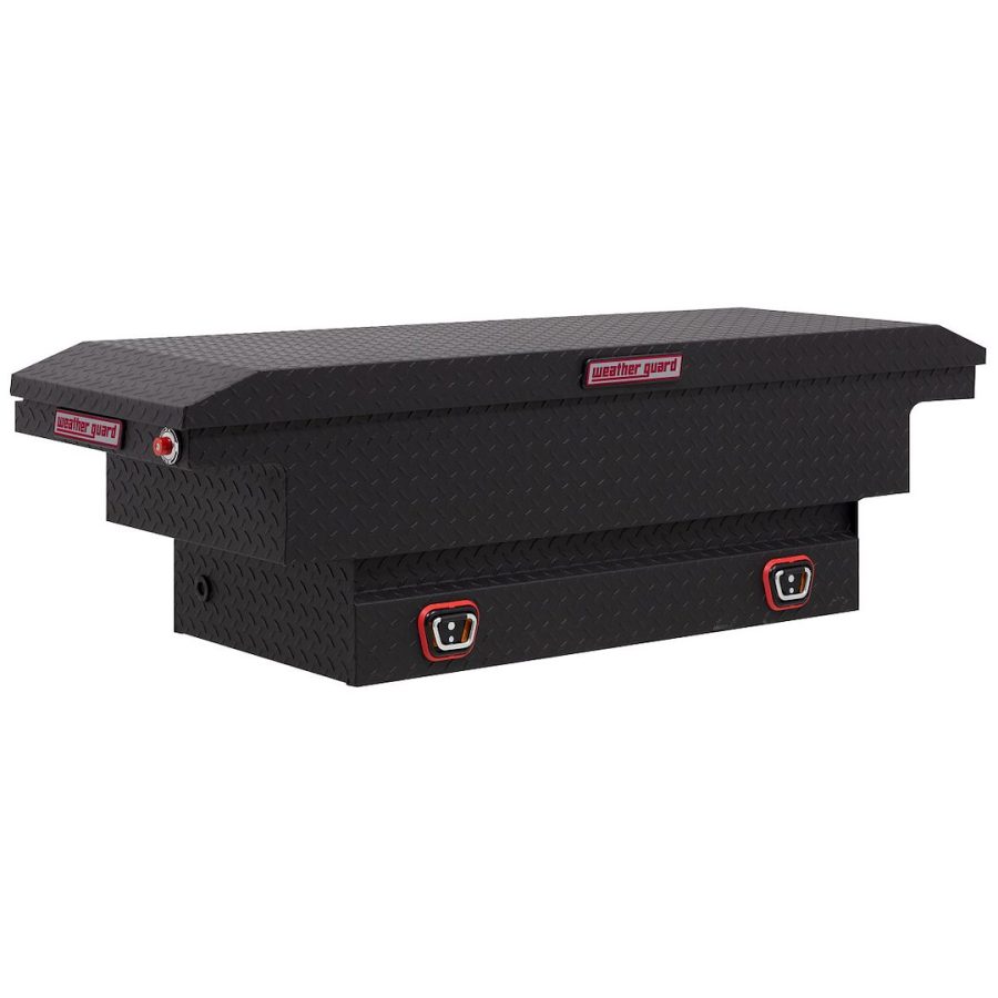 WEATHER GUARD 131-52-04 SADDLE BOX, Crossover; Low Profile; Single Lid; Powder Coated; Textured Matte Black; Aluminum; 20 Inch Length x 62 Inch Width x 18 Inch Height; 8 Cubic Feet Capacity