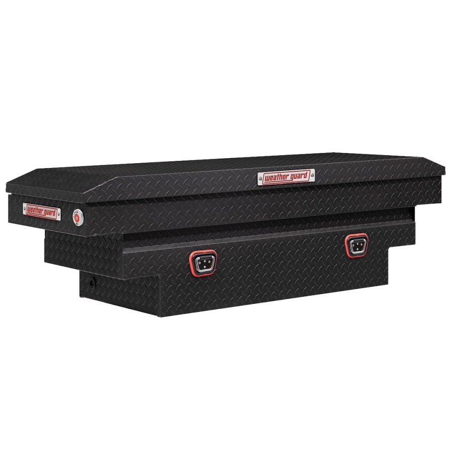 WEATHER GUARD 137-52-04 SADDLE BOX, Crossover; Single Lid; Powder Coated; Textured Matte Black; Aluminum; 20 Inch Length x 62 Inch Width x 18 Inch Height; 9 Cubic Feet Capacity