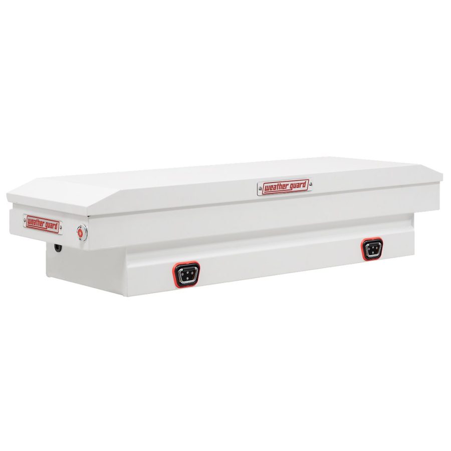 WEATHER GUARD 156-3-04 SADDLE BOX, Crossover; Single Lid; Powder Coated; White; Steel; 20 Inch Length x 62 Inch Width x 13 Inch Height; 7 Cubic Feet Capacity