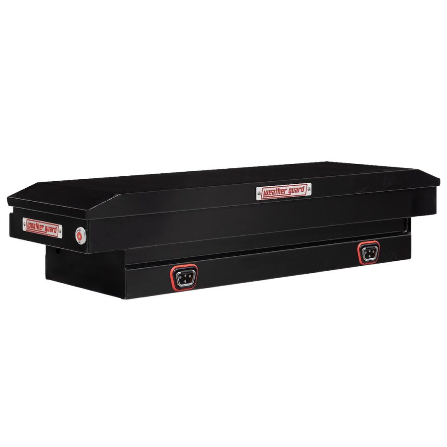 WEATHER GUARD 156-5-04 SADDLE BOX, Crossover; Single Lid; Powder Coated; Gloss Black; Steel; 20 Inch Length x 62 Inch Width x 13 Inch Height; 7 Cubic Feet Capacity