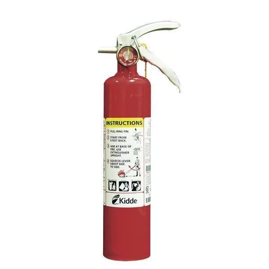 WEATHER GUARD 8866 FIRE EXTINGUISHER, Rated For A/B/C Type Fires; Dry Chemical Agent; 2 Pound Bottle; Steel; Red; With Mounting Bracket; With Gauge